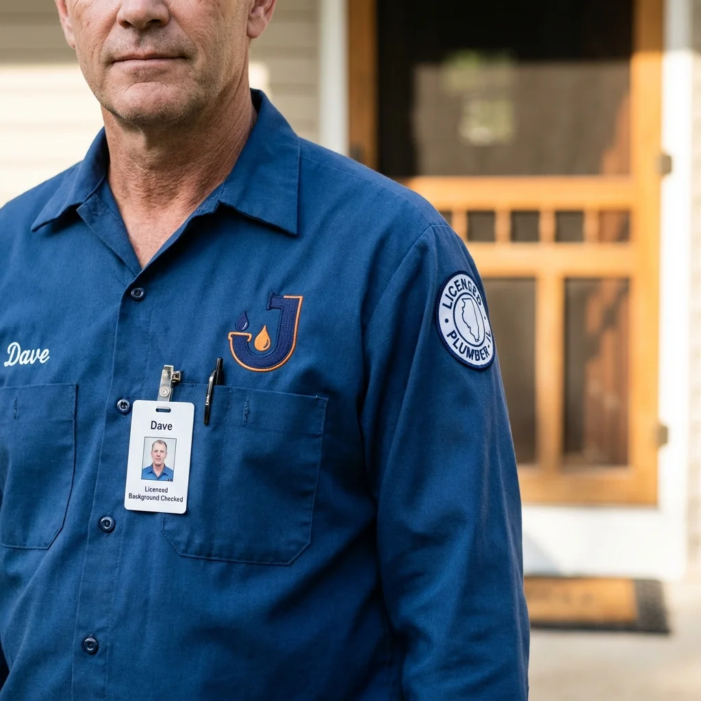 Licensed plumber showing ID badge in Sevierville, TN
