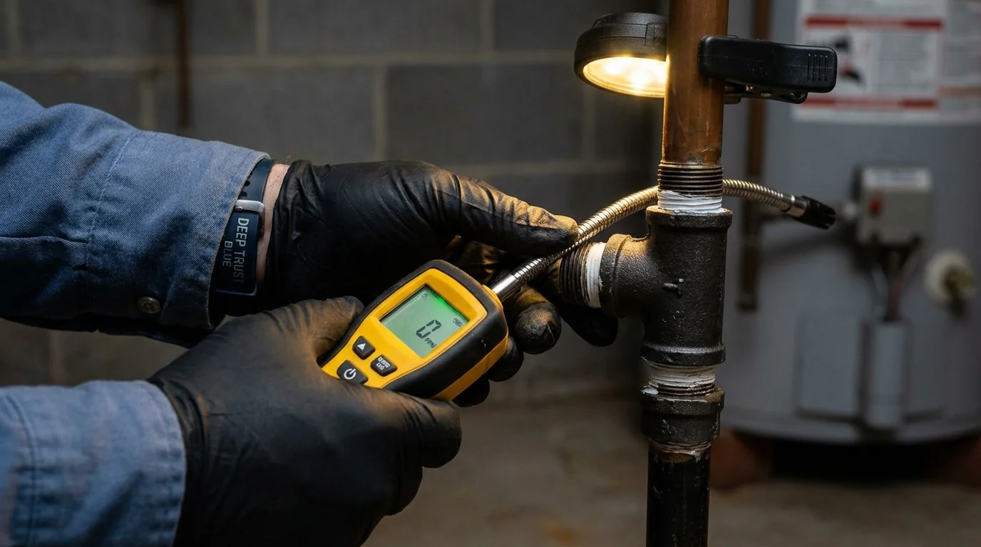 Gas leak detection with electronic sniffer by Johns Plumbing LLC in Sevierville