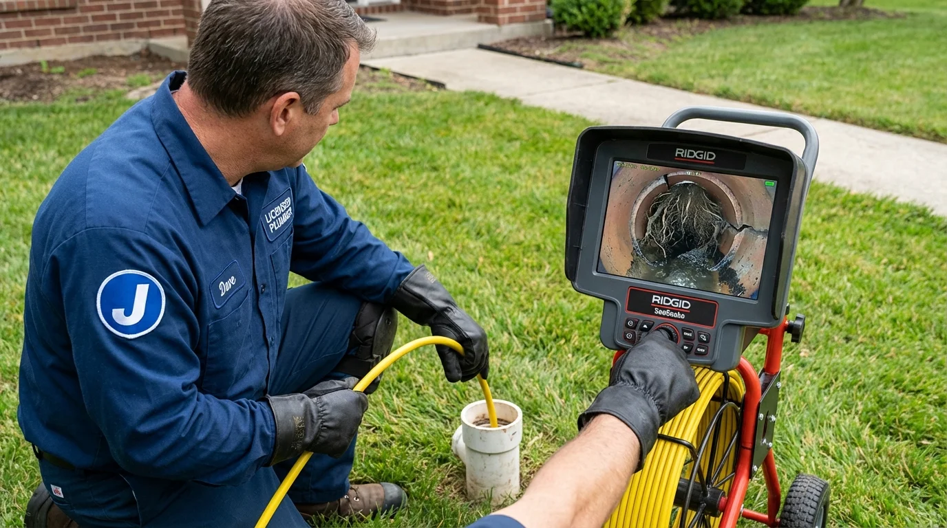 Sewer camera inspection being performed by Johns Plumbing LLC in Sevierville