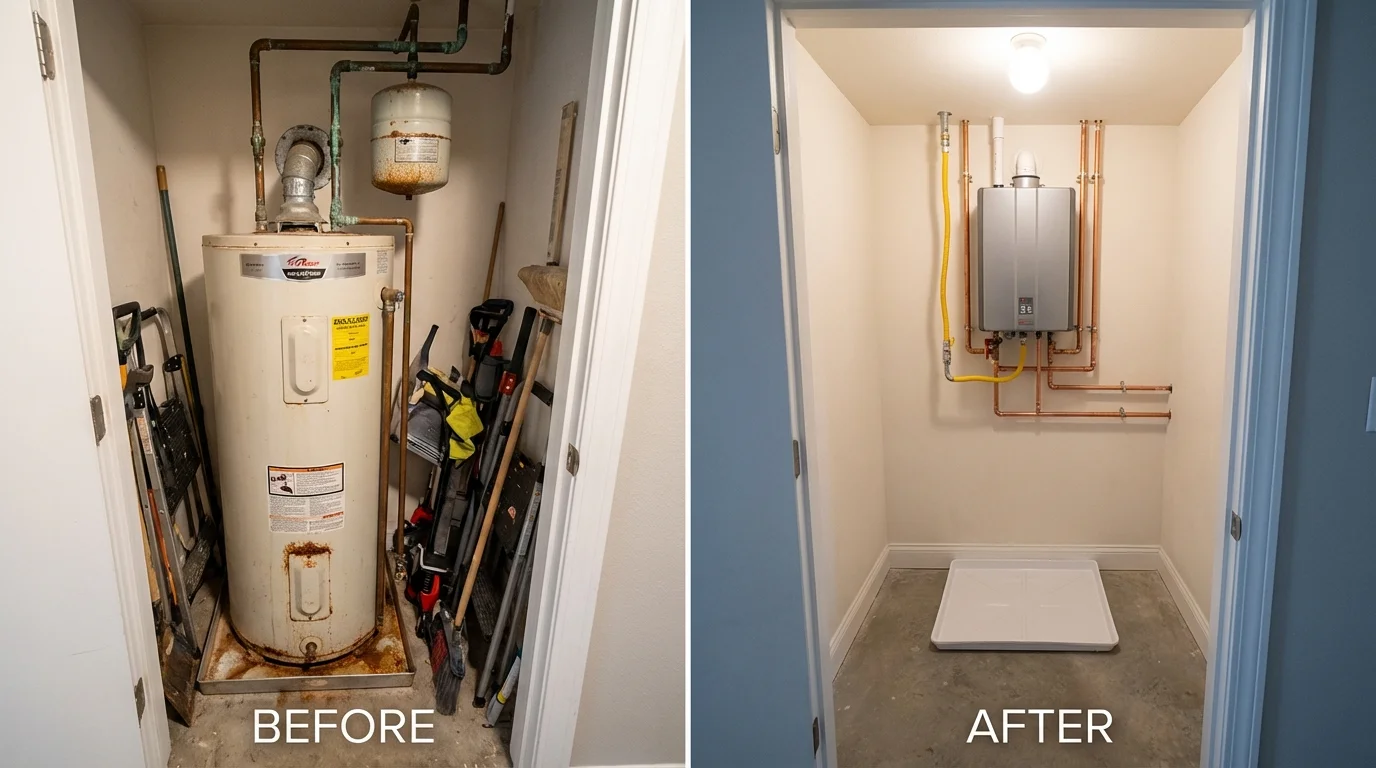 Tank water heater versus wall-mounted tankless unit comparison for Sevierville, TN homeowners