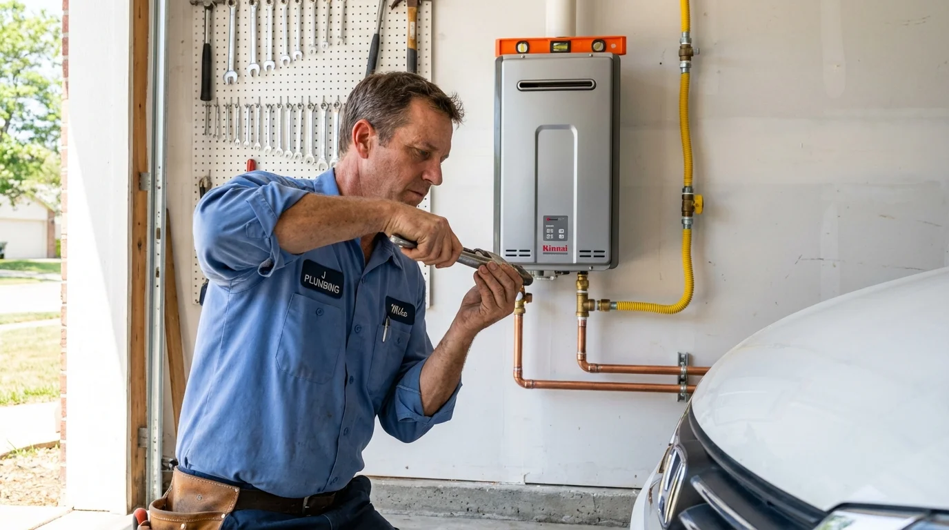Tankless water heater installation by a Johns Plumbing LLC plumber in Sevierville